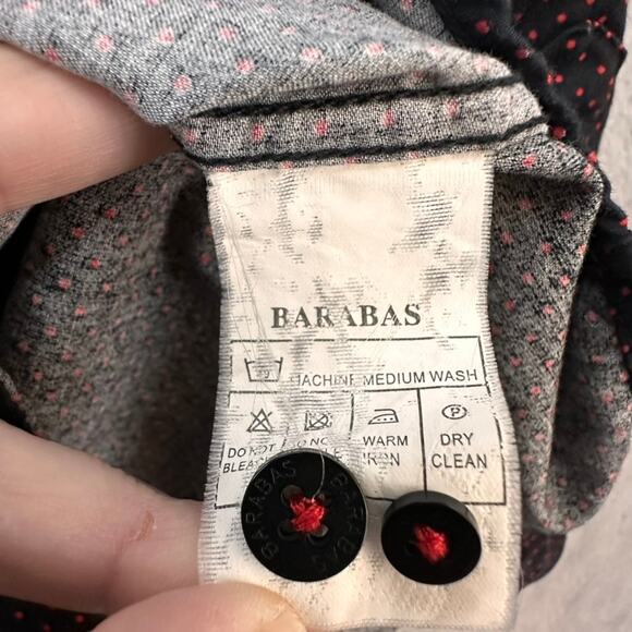 BARABAS men's XL Black Red Polka Dot Long Sleeve Button Up Evening Casual - Picture 7 of 12